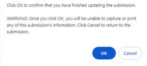 Confirmation pop-up window.