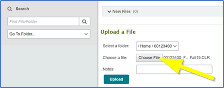 Click Choose File to upload a file manually